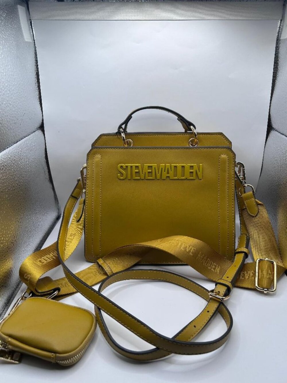 Golden Yellow Steve Madden Bevelyn Crossbody bag with Airpod Pouch